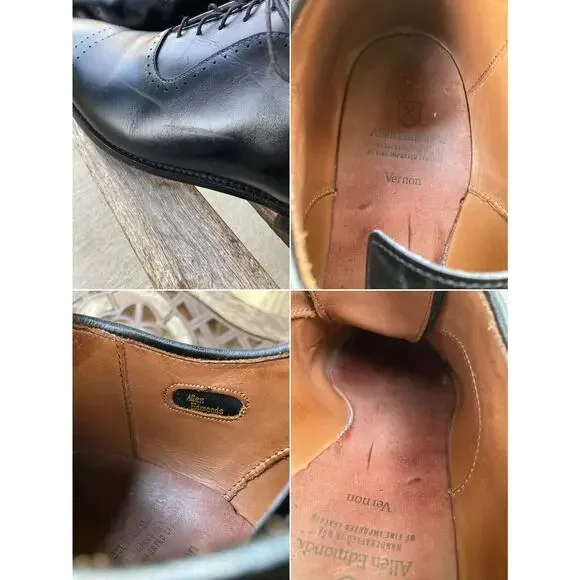 12E Allen Edmonds Vernon Black Leather Oxford Dress Shoes  display picture 1